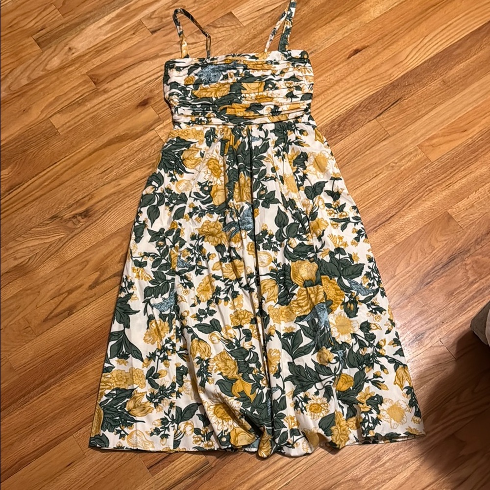 Floral Yellow and Green Women's Dress